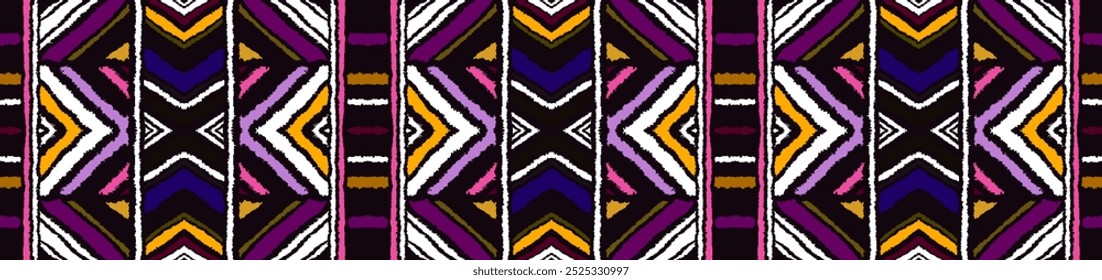 Modern geometric pattern with diamonds, triangle, stripes, diagonal and square lines art. Ikat print. Zigzag chevron abstract op-art illustration. Trendy bauhaus pattern. Scandinavian, African rug.