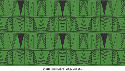 Modern geometric pattern. Diamonds, triangle, stripes, diagonal lines art. Retro futuristic background. Minimalistic figures. Ikat zigzag chevron op-art, bauhaus print. Scandinavian, African rug