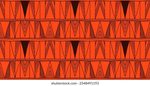 Modern geometric pattern. Diamonds, triangle, stripes, diagonal lines art. Retro futuristic background. Minimalistic figures. Ikat zigzag chevron op-art, bauhaus print. Scandinavian, African rug