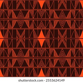 Modern geometric pattern. Diamonds, triangle, stripes, diagonal lines art. Retro futuristic background. Minimalistic figures. Ikat zigzag chevron op-art, bauhaus print. Scandinavian, African rug
