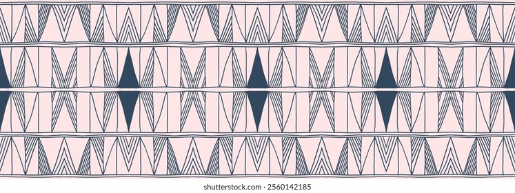 Modern geometric pattern. Diamonds, triangle, stripes, diagonal lines art. Retro futuristic background. Minimalistic figures. Ikat zigzag chevron op-art, bauhaus print. Scandinavian, African rug
