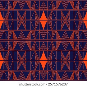 Modern geometric pattern. Diamonds, triangle, stripes, diagonal lines art. Retro futuristic background. Minimalistic figures. Ikat zigzag chevron op-art, bauhaus print. Scandinavian, African rug