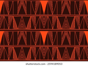 Modern geometric pattern. Diamonds, triangle, stripes, diagonal lines art. Retro futuristic background. Minimalistic figures. Ikat zigzag chevron op-art, bauhaus print. Scandinavian, African rug