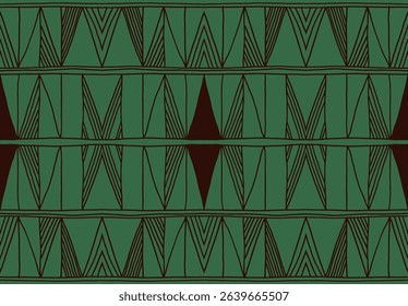 Modern geometric pattern. Diamonds, triangle, stripes, diagonal lines art. Retro futuristic background. Minimalistic figures. Ikat zigzag chevron op-art, bauhaus print. Scandinavian, African rug