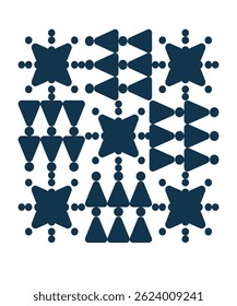 modern geometric pattern featuring star-like and triangular shapes in a seamless repeating layout. This abstract design is ideal for use in textiles, wallpaper, wrapping paper, backgrounds.
