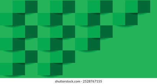 A modern geometric pattern in green tones, featuring overlapping 3D squares and a minimalist design. Ideal for backgrounds, digital art, graphic design, and abstract visual elements.
