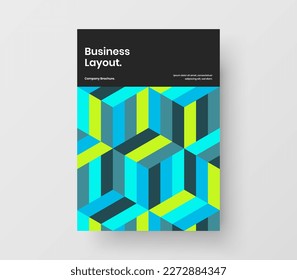 Modern geometric pattern handbill template. Unique poster design vector layout.