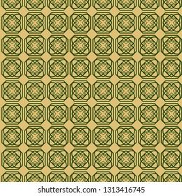 Modern Geometric Pattern With Hand-Drawing Ornament. Vector Super Illustration. For Fabric, Textile, Bandana, Scarg, Colored Print. Green olive color.