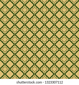 Modern Geometric Pattern With Hand-Drawing Ornament. Vector Super Illustration. For Fabric, Textile, Bandana, Scarg, Colored Print. Green olive color.