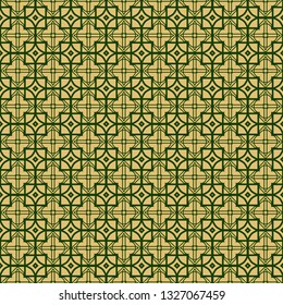 Modern Geometric Pattern With Hand-Drawing Ornament. Vector Super Illustration. For Fabric, Textile, Bandana, Scarg, Colored Print. Green olive color.