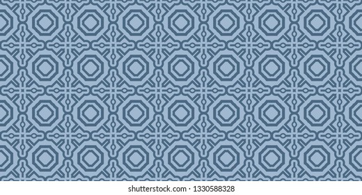 Modern Geometric Pattern With Hand-Drawing Ornament. Vector Super Illustration. For Fabric, Textile, Bandana, Scarg, Colored Print. Pastel blue color.