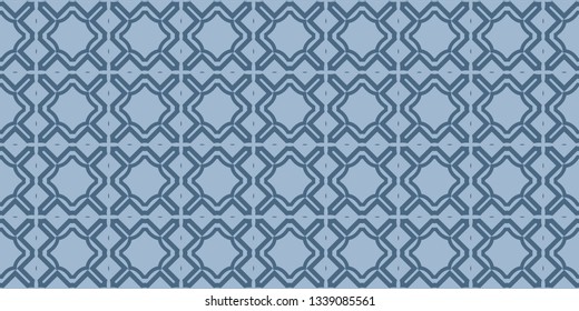 Modern Geometric Pattern With Hand-Drawing Ornament. Vector Super Illustration. For Fabric, Textile, Bandana, Scarg, Colored Print. Pastel blue color.