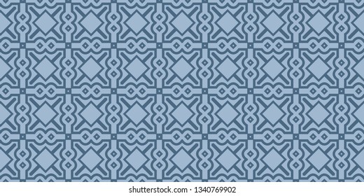 Modern Geometric Pattern With Hand-Drawing Ornament. Vector Super Illustration. For Fabric, Textile, Bandana, Scarg, Colored Print. Pastel blue color.