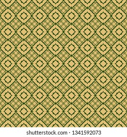 Modern Geometric Pattern With Hand-Drawing Ornament. Vector Super Illustration. For Fabric, Textile, Bandana, Scarg, Colored Print. Green olive color.