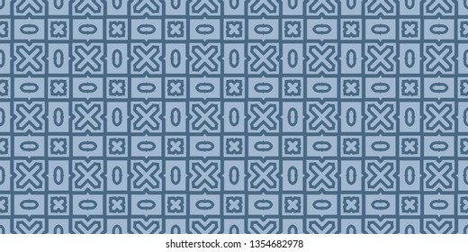 Modern Geometric Pattern With Hand-Drawing Ornament. Vector Super Illustration. For Fabric, Textile, Bandana, Scarg, Colored Print. Pastel blue color.