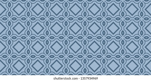 Modern Geometric Pattern With Hand-Drawing Ornament. Vector Super Illustration. For Fabric, Textile, Bandana, Scarg, Colored Print. Pastel blue color.