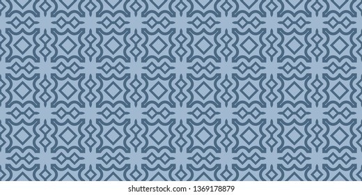Modern Geometric Pattern With Hand-Drawing Ornament. Vector Super Illustration. For Fabric, Textile, Bandana, Scarg, Colored Print. Pastel blue color.
