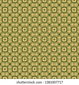 Modern Geometric Pattern With Hand-Drawing Ornament. Vector Super Illustration. For Fabric, Textile, Bandana, Scarg, Colored Print. Green olive color.