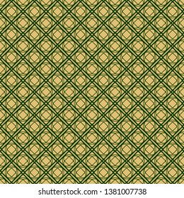 Modern Geometric Pattern With Hand-Drawing Ornament. Vector Super Illustration. For Fabric, Textile, Bandana, Scarg, Colored Print. Green olive color.