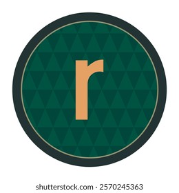 Modern Geometric Pattern with Letter ‘r’ in Bold Gold and Green Tones for Versatile Graphic Use