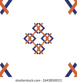 Modern geometric pattern with repeating red, blue, and white diamond shapes. ideal for background, packaging, fabric prints, and contemporary product design.