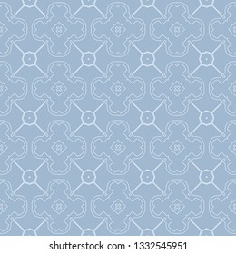 Modern Geometric Pattern Retro Ornament. Vector Super Illustration. For Fabric, Textile, Bandana, Scarf, Colored Print. Pastel blue grey color.