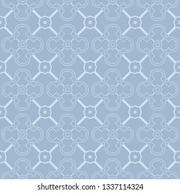 Modern Geometric Pattern Retro Ornament. Vector Super Illustration. For Fabric, Textile, Bandana, Scarg, Colored Print. Pastel blue grey color.