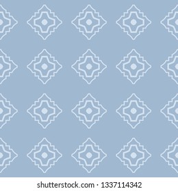 Modern Geometric Pattern Retro Ornament. Vector Super Illustration. For Fabric, Textile, Bandana, Scarg, Colored Print. Pastel blue grey color.