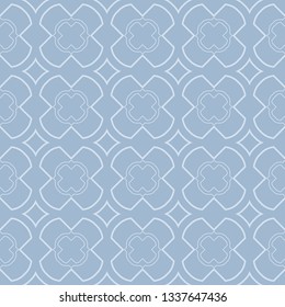 Modern Geometric Pattern Retro Ornament. Vector Super Illustration. For Fabric, Textile, Bandana, Scarg, Colored Print. Pastel blue grey color.