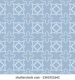 Modern Geometric Pattern Retro Ornament. Vector Super Illustration. For Fabric, Textile, Bandana, Scarg, Colored Print. Pastel blue grey color.