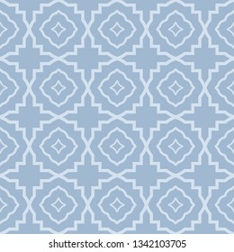 Modern Geometric Pattern Retro Ornament. Vector Super Illustration. For Fabric, Textile, Bandana, Scarg, Colored Print. Pastel blue grey color.