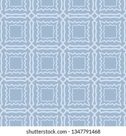 Modern Geometric Pattern Retro Ornament. Vector Super Illustration. For Fabric, Textile, Bandana, Scarg, Colored Print. Pastel blue grey color.
