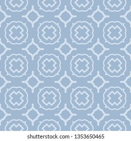 Modern Geometric Pattern Retro Ornament. Vector Super Illustration. For Fabric, Textile, Bandana, Scarg, Colored Print. Pastel blue grey color.