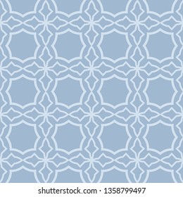 Modern Geometric Pattern Retro Ornament. Vector Super Illustration. For Fabric, Textile, Bandana, Scarg, Colored Print. Pastel blue grey color.