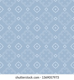 Modern Geometric Pattern Retro Ornament. Vector Super Illustration. For Fabric, Textile, Bandana, Scarg, Colored Print. Pastel blue grey color.