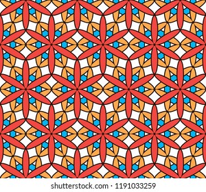 Modern geometric pattern with seamless color floral design. Vector illustration. For wallpaper, background