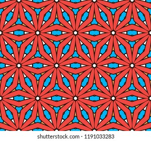 Modern geometric pattern with seamless color floral design. Vector illustration. For wallpaper, background