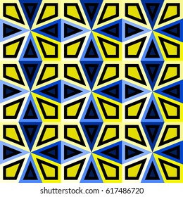 Modern geometric pattern - seamless editable repeating vector background wallpaper, can be tiled (Blue and yellow)