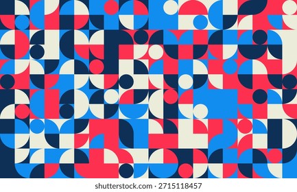 Modernes geometrisches Muster mit nahtlosen Formen. Ideal für minimales textiles Design, abstrakte Hintergründe und trendige Plakatabdeckungen. Ein kreatives Vektorgrafik-Werk mit Mosaikelementen.