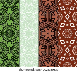 Modern geometric pattern set. Vector illustration in perfect matching color tones. For design, interior, fashion
