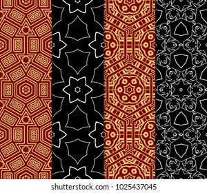 Modern geometric pattern set. Vector illustration in perfect matching color tones. For design, interior, fashion