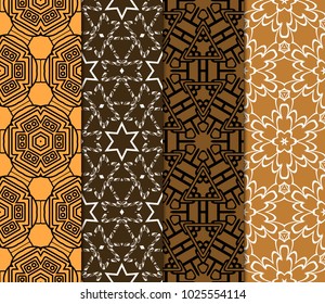 Modern geometric pattern set. Vector illustration in perfect matching color tones. For design, interior, fashion