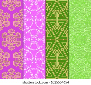 Modern geometric pattern set. Vector illustration in perfect matching color tones. For design, interior, fashion