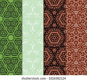 Modern geometric pattern set. Vector illustration in perfect matching color tones. For design, interior, fashion