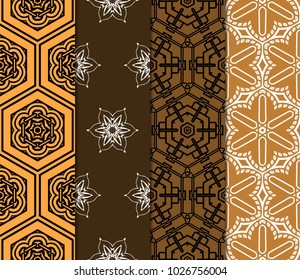 Modern geometric pattern set. Vector illustration in perfect matching color tones. For design, interior, fashion