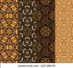 Modern geometric pattern set. Vector illustration in perfect matching color tones. For design, interior, fashion