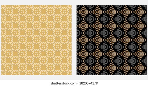 Modern geometric patterns, background image, wallpaper texture on black background. Vector graphics.