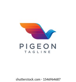 Modern geometric pigeon logo icon vector template on white background