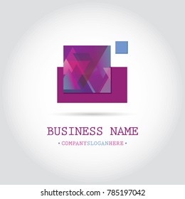 Modern geometric pink logo for start up company. Vector illustration.