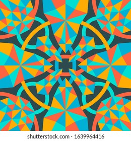 modern geometric and polygon pattern on dark green